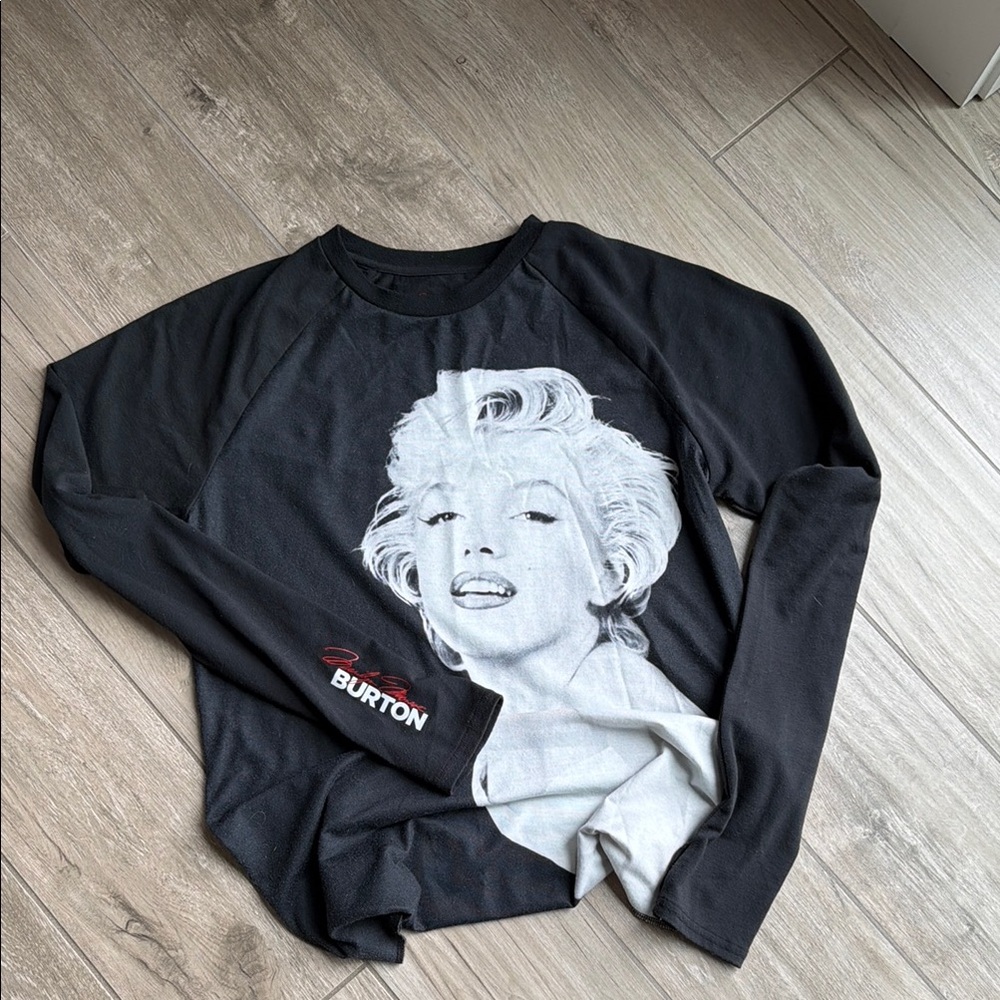 Burton Black Long-Sleeve Tee with White Marilyn Monroe Print